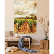 Cloudy Vineyard in Fall Tapestry