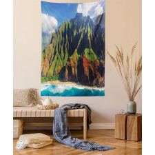 Mountain Ocean Clouds Tapestry