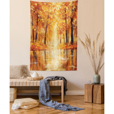 Forest Lake Fall Trees Tapestry