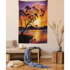 River Mountain Sunset Tapestry