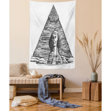 Sphinx Pyramid Sketch Tapestry