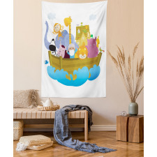 Boat Journey Cartoon Tapestry