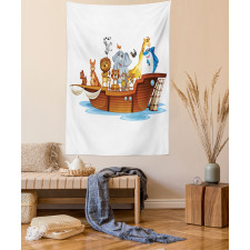 Animals on Mystic Boat Tapestry