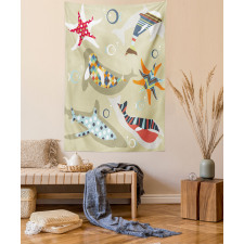 Starfish Dolphin Seal Bubble Tapestry