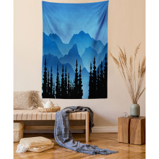Tree and Hill Silhouettes Tapestry