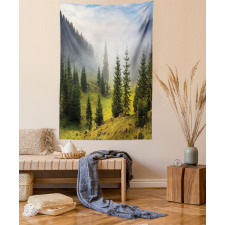 Green Trees on Meadow Tapestry