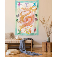 Colorful Dragon and Samurais Tapestry