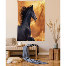 Galloping Friesian Horse Tapestry