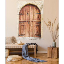 Oak Door Stone Facade Tapestry