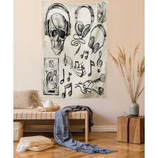 Music Hipster Skull Tapestry