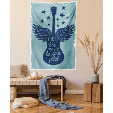 Music Guitar Wings Blue Tapestry