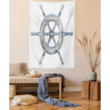 Wooden Ship Wheel Tapestry