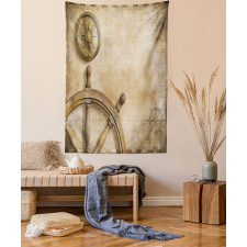 Wooden Wheel Compass Tapestry