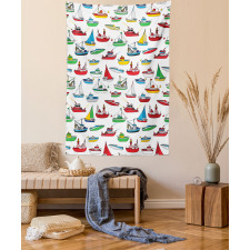 Cartoon Fishing Boats Tapestry