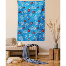 Ladybugs Hearts Clouds Tapestry