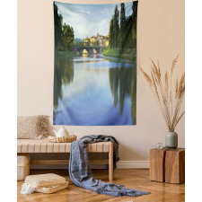 River Bridge Town Trees Tapestry