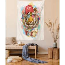 Hipster Tiger Sunglasses Tapestry