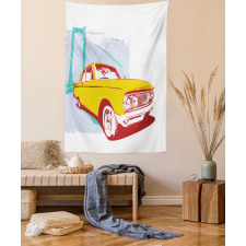 Old Car Grunge Artwork Tapestry