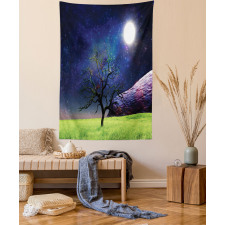 Full Moon Galaxy Grass Tapestry