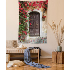 Old Door with Flowers Tapestry