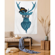 Teal Hipster Antler Print Tapestry