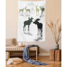 Elk Deer Fawn Forest Tapestry