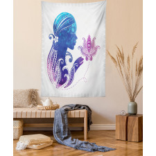 Lady with Floral Hair Tapestry