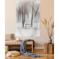 Bench Trees Snowflakes Tapestry