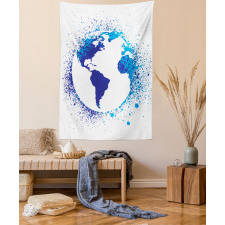 Globe Ink Effect Map Tapestry