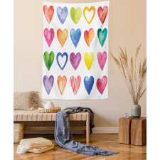 Watercolor Heart Romance Tapestry