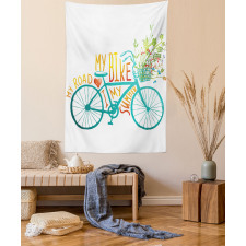 Blue Bike with Flowers Tapestry