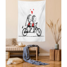 Couple Cycling Together Tapestry