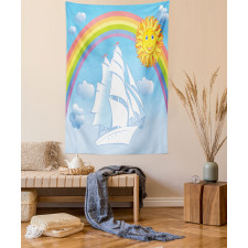 Motivational Ship Rainbow Tapestry