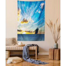 Sea at Sunset Ship Tapestry