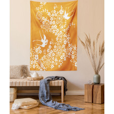 Japanese Tree Birds Art Tapestry