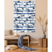 Romantic Sea and Palm Tapestry