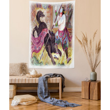 Brave Samurai and Wolf Tapestry