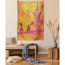 Ninjas Asian Landscape Tapestry