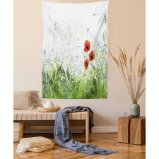 Red Poppies Dragonfly Tapestry