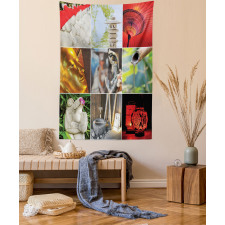 Flowers Clouds Mountain Tapestry