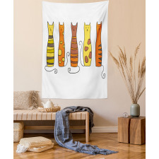 Smiling Cats Cartoon Domestic Tapestry