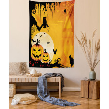 Spooky Pumkins Owl Art Tapestry