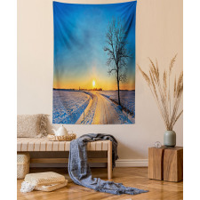 Winter Sunset Scene Tree Tapestry