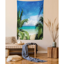 Tropical Sea Palms Sunny Day Tapestry