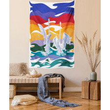 Happy Swan Couple Love Tapestry