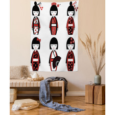 Geisha Dolls Folkloric Tapestry