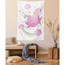 Unicorn with Star Rainbow Tapestry