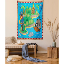 Funny Pirate Ship Island Tapestry