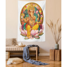 Elephant Figure in a Lotus Tapestry