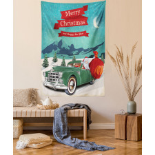 Santa in Classic Car Tapestry